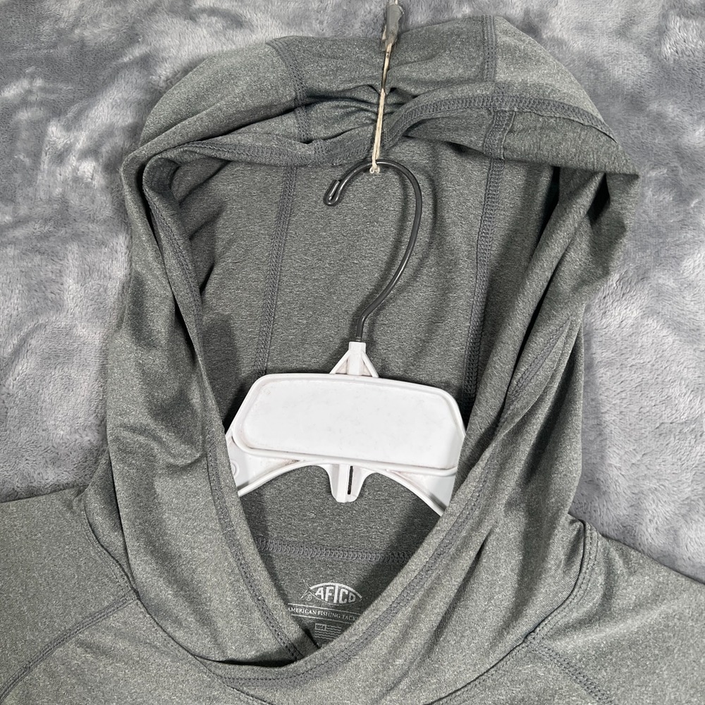 AFTCO Samurai Sun Protection Hoodie Mens Large Gray Pullover Stretch Fishing - Picture 5 of 11